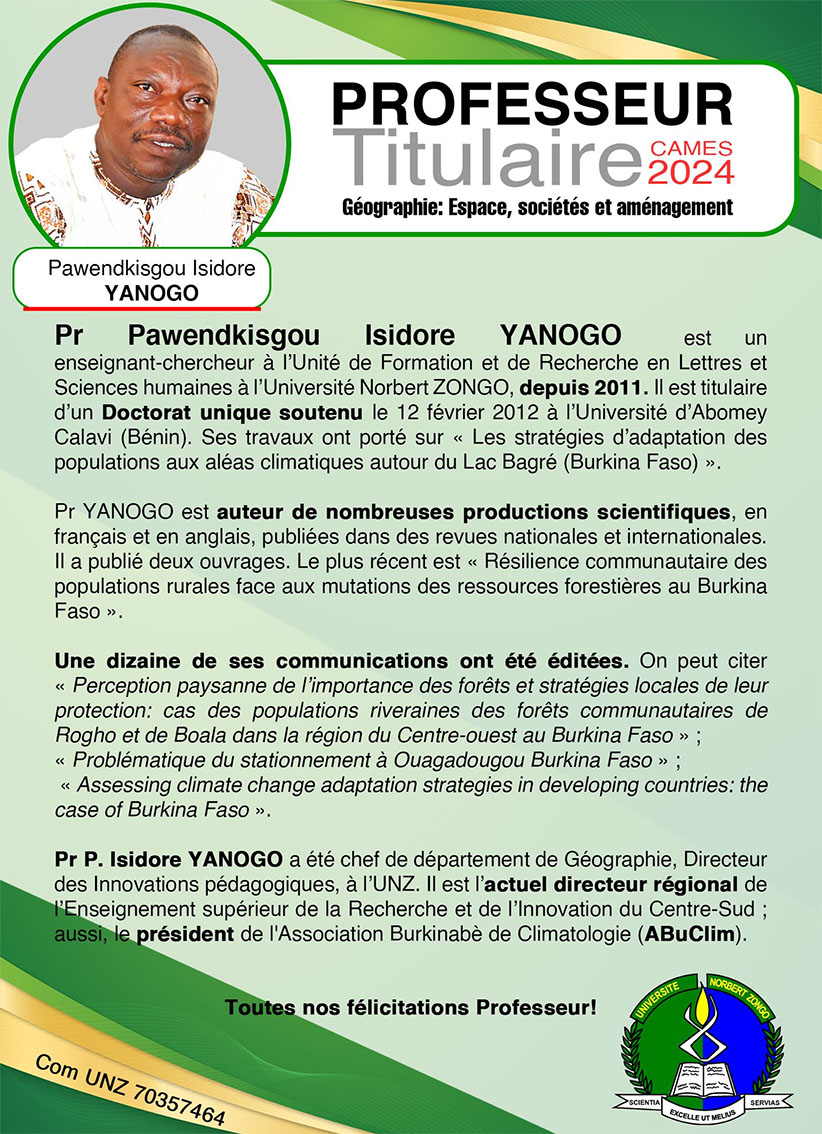 Fiche YANOGO Isidore